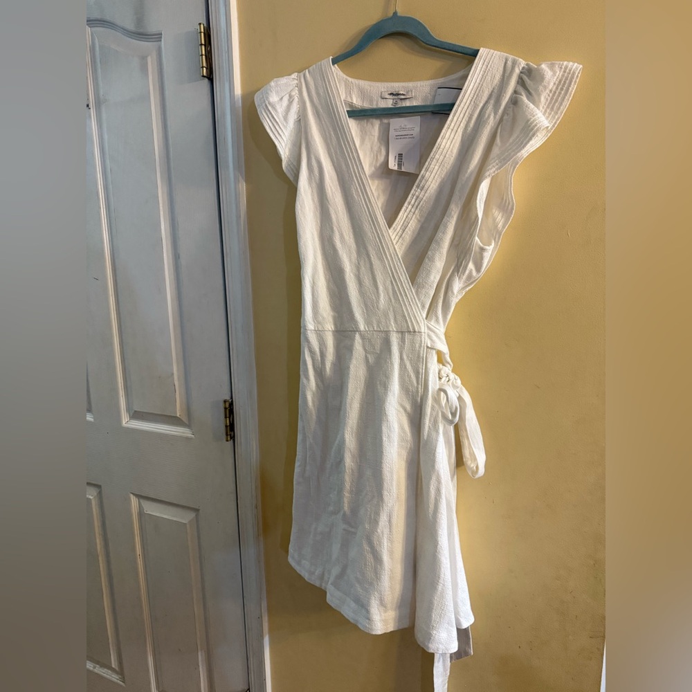 Madewell Ruffle-Sleeve Wrap Mini Dress, size XL